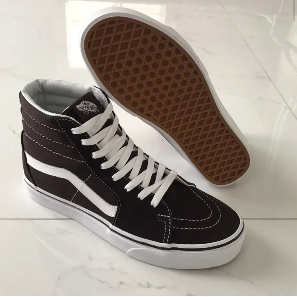 Vans sk8-hi sneaker shoes chocolate torte brown canvas suede - Picture 2 of 8